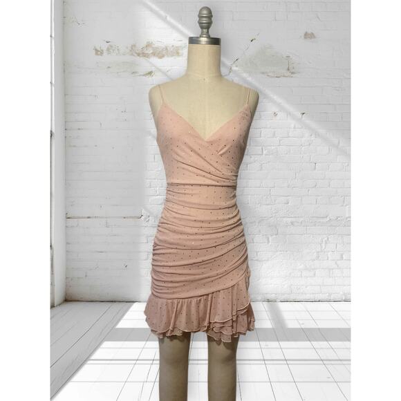 B Darlin Junior's Sparkle Dot Ruched Dress Pink Size 0 - Picture 1 of 2